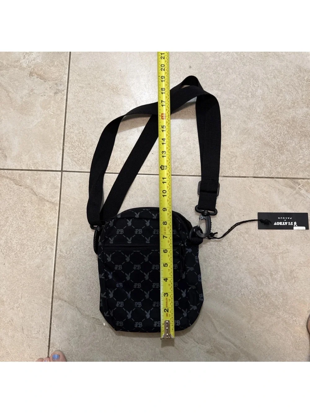 Playboy Black Crossbody Shoulder Bag with Patterned Monogram -PACSUN